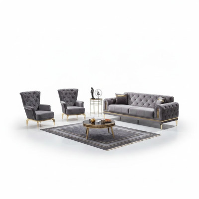 Fauteuil Chesterfield 2x Meubles rembourrés en tissu de luxe Fauteuil Siège Salon