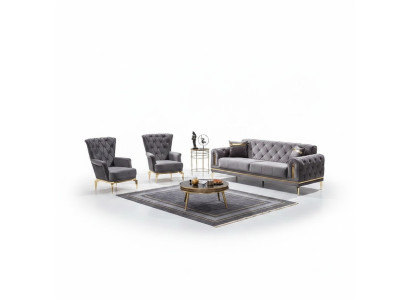 Fauteuil Chesterfield 2x Meubles rembourrés en tissu de luxe Fauteuil Siège Salon