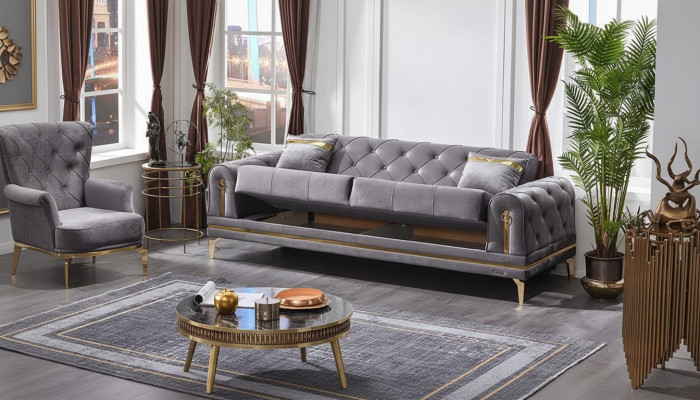 Canapé moderne de luxe gris trois places
