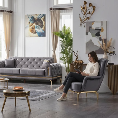 Fauteuil moderne gris en meubles rembourrés de luxe