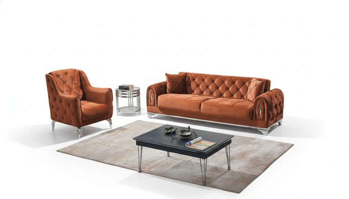Canapé Chesterfield 3+1 Taille Marron Meubles de Luxe