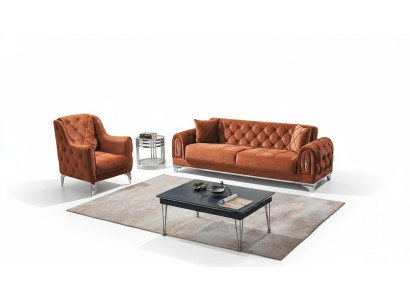 Canapé Chesterfield 3+1 Taille Marron Meubles de Luxe