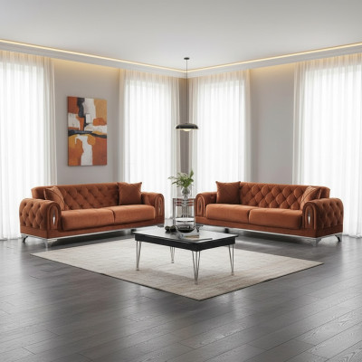 Canapé Chesterfield de luxe pour 2 personnes en marron