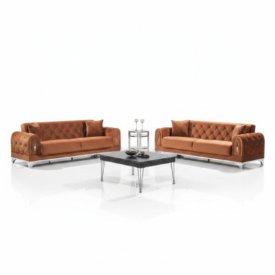 Canapé Chesterfield de luxe pour 2 personnes en marron