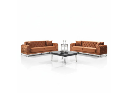 Canapé Chesterfield de luxe pour 2 personnes en marron
