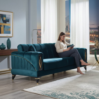 Fauteuil vert 3 places pour le salon
