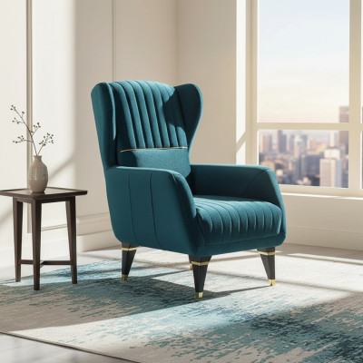 Fauteuil rembourré vert pour meubles de salon fauteuil en tissu moderne