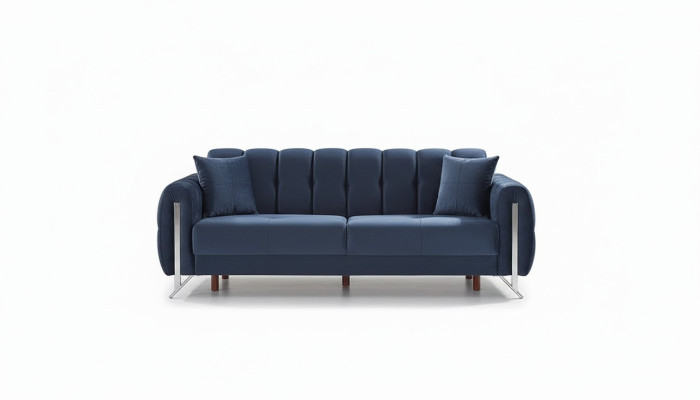 Canapé moderne design pour 3 personnes en tissu bleu