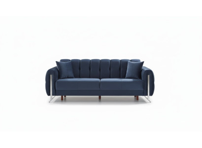 Canapé moderne design pour 3 personnes en tissu bleu