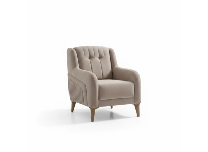 Fauteuil beige au design moderne rembourré pour le salon