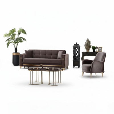 Jeu de canapés en tissu marron de 2 pièces meubles modernes meubles rembourrés design salon