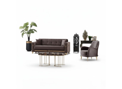 Jeu de canapés en tissu marron de 2 pièces meubles modernes meubles rembourrés design salon