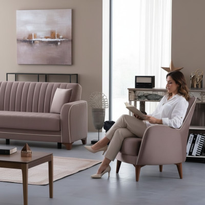 Fauteuil de luxe avec assise rembourrée pour salon au design en tissu moderne