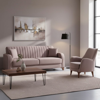 Fauteuil de luxe avec assise rembourrée pour salon au design en tissu moderne