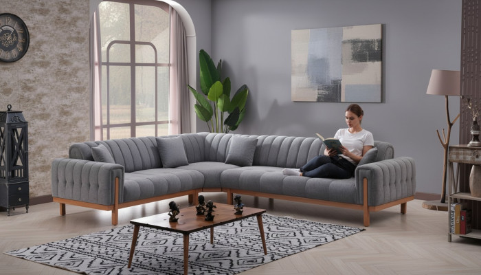 Canapé modulaire gris en L design moderne meubles canapés