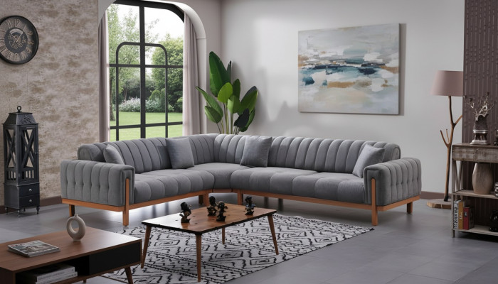 Canapé modulaire gris en L design moderne meubles canapés