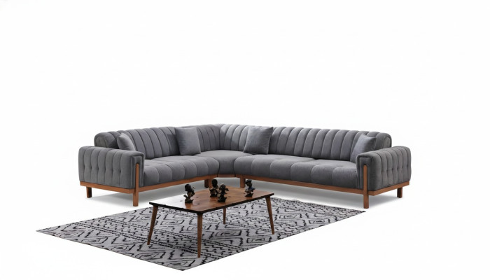Canapé modulaire gris en L design moderne meubles canapés
