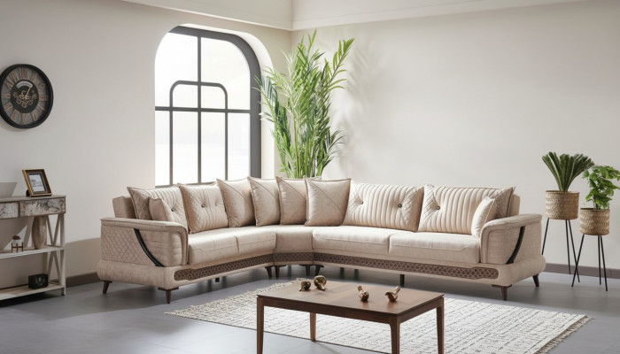 Canapé design ensemble canapé en L fauteuil d'angle meubles en tissu