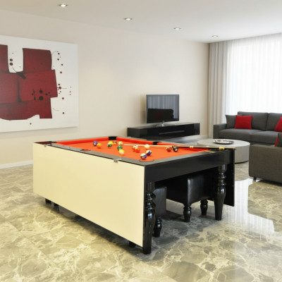 Table à manger Table de billard 2 en 1 Tables de billard Tables de pool Tables de jeu en bois 7ft