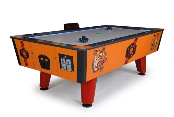 Table de air hockey en plastique et métal orange au design moderne