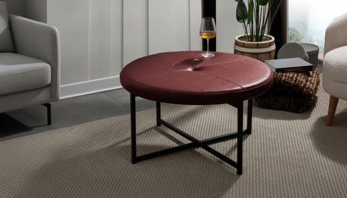 Table basse en cuir de haute qualité neuve de salon de salon neuve brun châtaigne