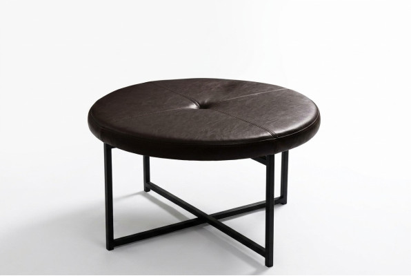 Table basse en cuir de haute qualité Matériau de dessus de table en métal Salon Marron foncé