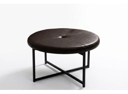 Table basse en cuir de haute qualité Matériau de dessus de table en métal Salon Marron foncé
