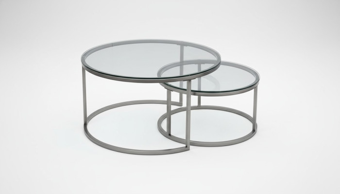 Tables basses 2 parties Plateau de table en verre Métal doré Mobilier de salon