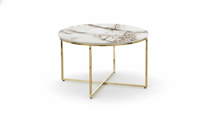 Table basse moderne Mobilier de salon minimaliste Plateau de table en métal beige neuf