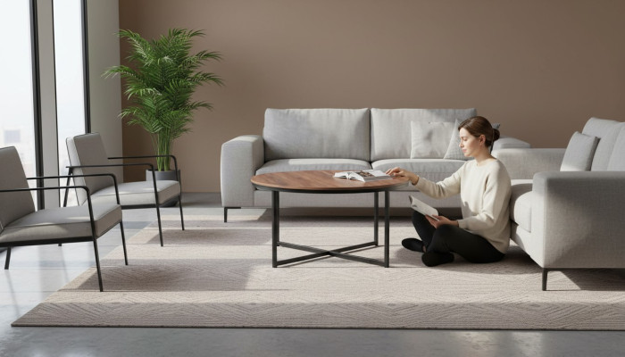 Table basse Table d'appoint Plateau brun Salon mobilier moderne luxueux