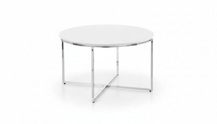 Luxueuses jambes de table blanc métal argenté pour le salon moderne.