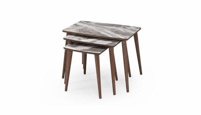 Salon moderne Ensemble de 3 tables basses rectangulaires en beige