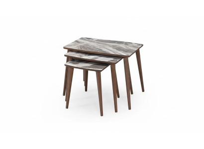 Salon moderne Ensemble de 3 tables basses rectangulaires en beige