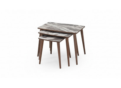 Salon moderne Ensemble de 3 tables basses rectangulaires en beige