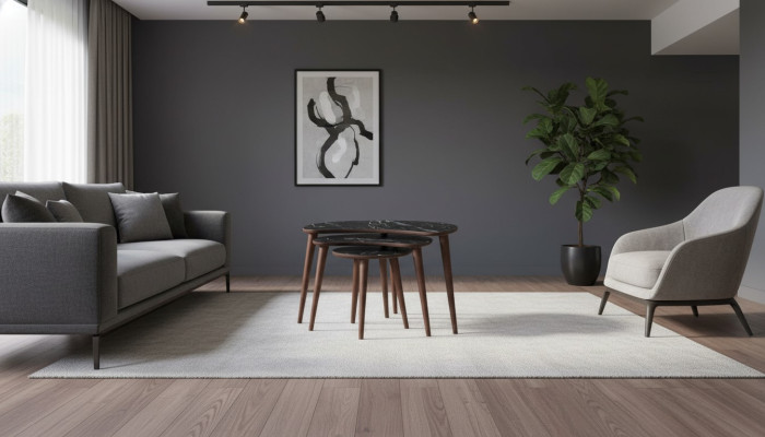 Tables basses 3 x Ensemble en bois noir Luxueux Ensemble de tables de salon