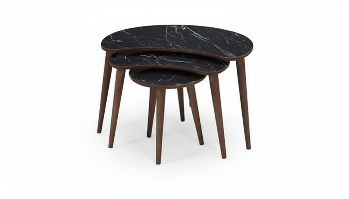 Tables basses 3 x Ensemble en bois noir Luxueux Ensemble de tables de salon
