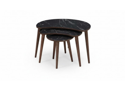 Tables basses 3 x Ensemble en bois noir Luxueux Ensemble de tables de salon