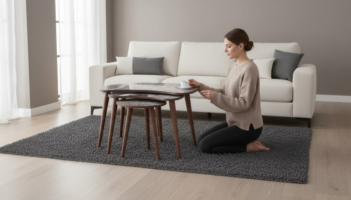 Tables basses en forme de rein 3 x Ensemble de tables d'appoint Salon Beige neuf