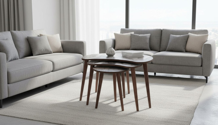 Tables basses en forme de rein 3 x Ensemble de tables d'appoint Salon Beige neuf