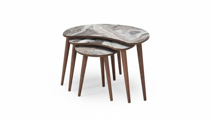 Tables basses en forme de rein 3 x Ensemble de tables d'appoint Salon Beige neuf