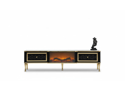 Meuble TV Commode Cheminée d'imitation noire Mobilier de salon élégant