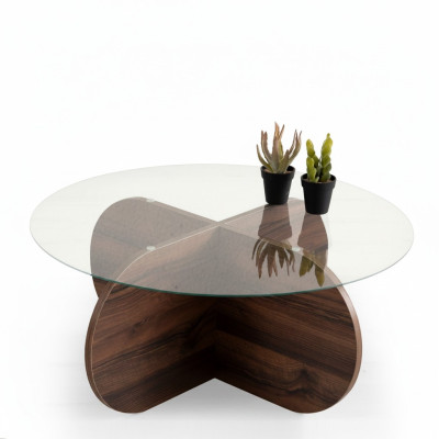Table basse moderne de salon en verre brun foncé en aggloméré en bois neuf