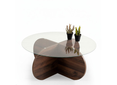 Table basse moderne de salon en verre brun foncé en aggloméré en bois neuf