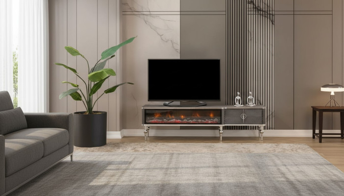 Buffet TV cheminée métal bois MDF meubles de luxe nouveaux meubles de télévision blancs