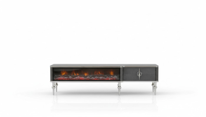 Buffet TV cheminée métal bois MDF meubles de luxe nouveaux meubles de télévision blancs