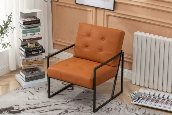 Salon Fauteuil Orange Nouvelles jambes en métal luxueuses Revêtement textile