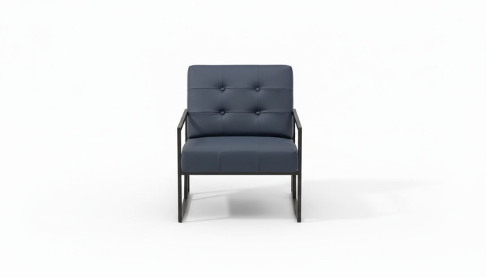 Fauteuil 1 place noir en textile pieds en métal Salon de luxe Salle à manger
