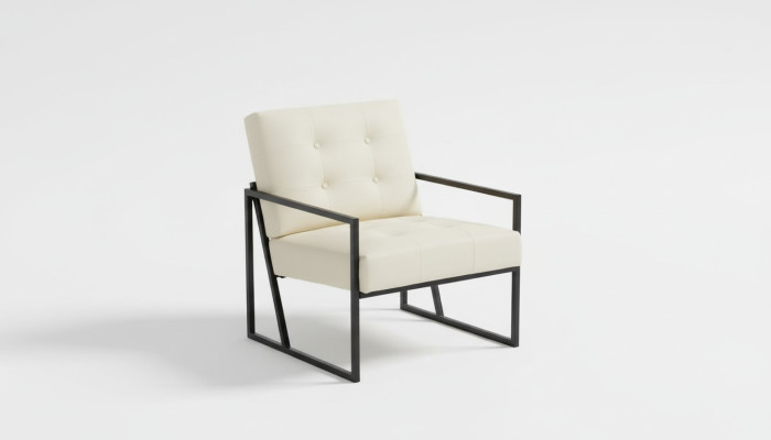 fauteuil exclusif pour salon au style moderne en tissu beige avec pieds en métal