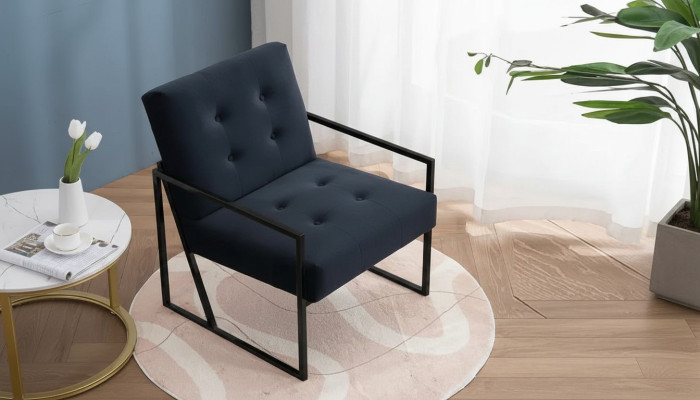 Fauteuil noir confortable Nouveau textile Métal Matériaux de haute qualité