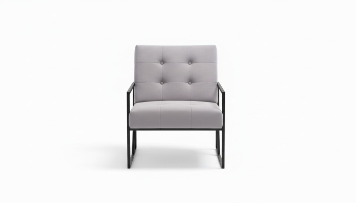 Salon Fauteuil Couleur Lila Pieds en Métal Textile 1 Place Chesterfield